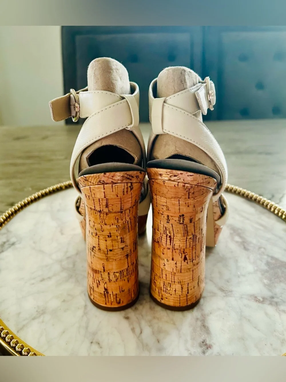 🔻Sam Edelman Kayna Cork Platform Ankle-Strap Heels | Sz. 6M | Ivory (NWB) - Picture 6 of 7